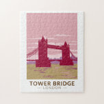 Tower Bridge London Travel Art Vintage Jigsaw Puzzle<br><div class="desc">Tower Bridge vector artwork. Tower Bridge is a moveable bridge that spans the River Thames. It's a London icon with Victorian engineering and modern glass floor walkways.</div>