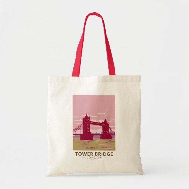 Tower Bridge London Travel Art Vintage Tote Bag (Front)