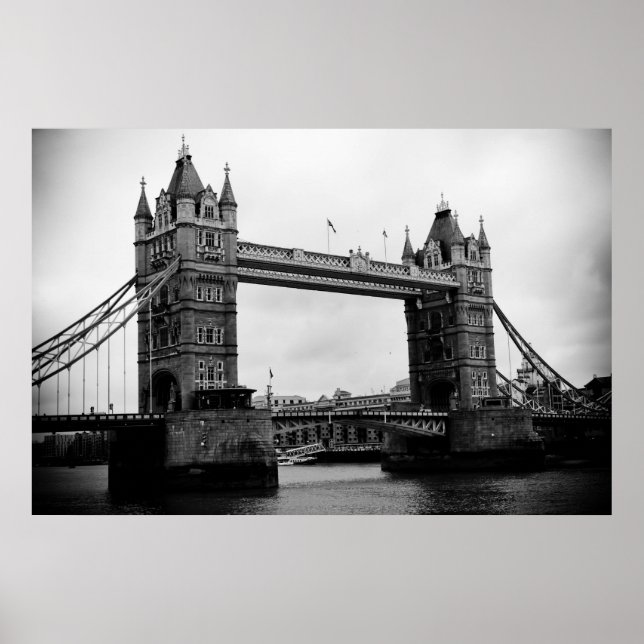 Tower Bridge, London, UK black and white print (Front)