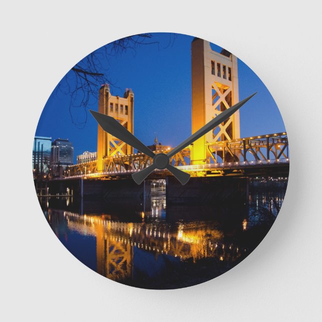 Tower Bridge - Sacramento, CA Round Clock (Front)