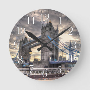 Tower Bridge & The Shard, London, England Round Clock