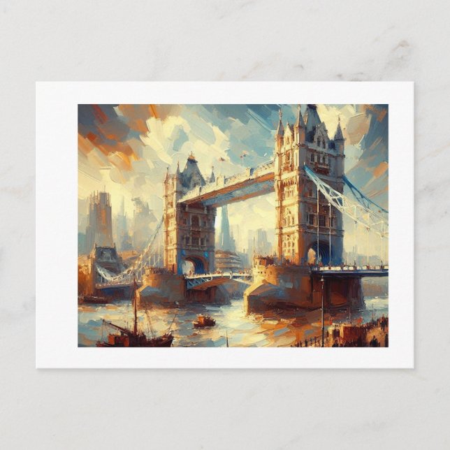 Tower Bridge with London Cityscape,  Postcard (Front)