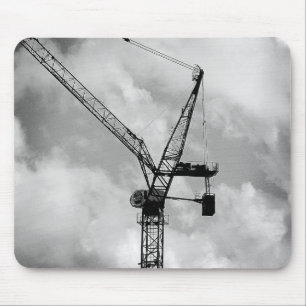 Tower Crane - Black and White Mouse Pad
