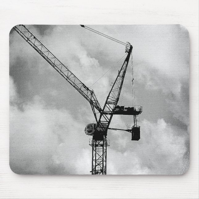 Tower Crane - Black and White Mouse Pad (Front)