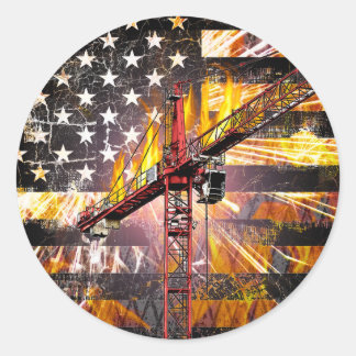 Tower Crane Operator Flag Classic Round Sticker