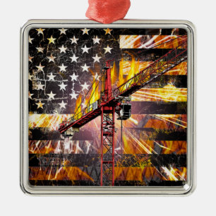 Tower Crane Operator Flag Metal Tree Decoration