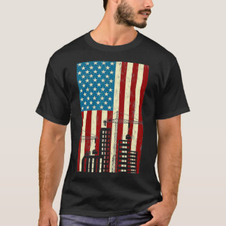 Tower Cranes Operator Patriotic Lifting Hook Ameri T-Shirt