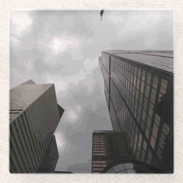 Tower in the city. glass coaster (Front)