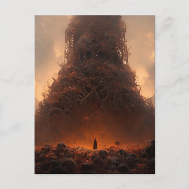 Tower Made Of Bones Dark Fantasy Art Postcard (Front)