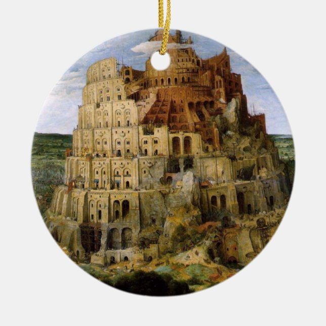 Tower of Babel - 1563 Ceramic Tree Decoration (Front)