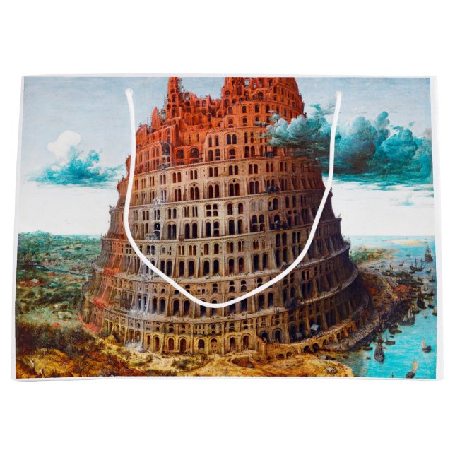 Tower of Babel, Pieter Bruegel the Elder Large Gift Bag (Front)