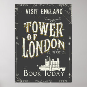 Tower of london England vintage poster