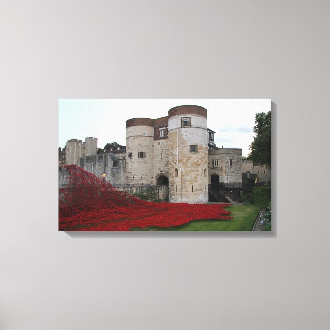 Tower of London with Ceramic Poppies - Canvas Print (Front)