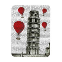 Tower of Pisa and Red Hot Air Balloons