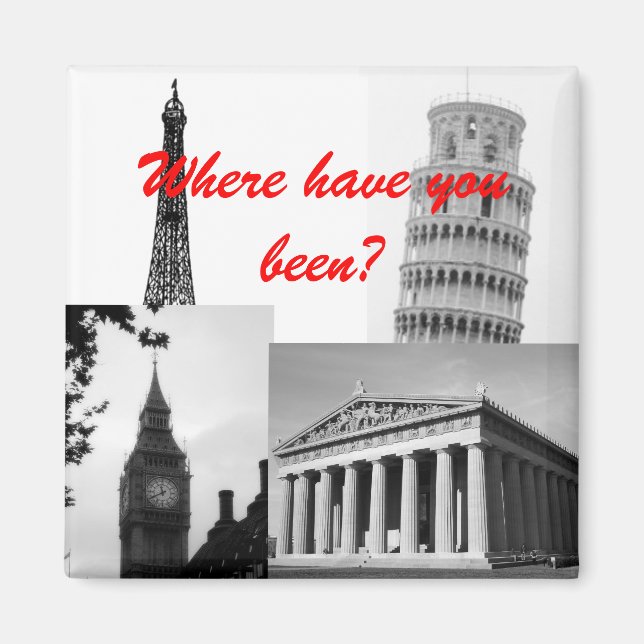 tower of pisa, eiffel tower, big ben, parthenon... magnet (Front)