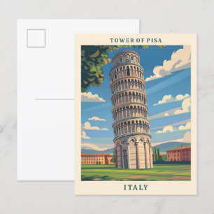 Tower of Pisa Italy Elegant Art Vintage Travel Postcard