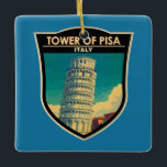Tower of Pisa Italy Travel Art Vintage Ceramic Ornament<br><div class="desc">Tower of Pisa in a vector art style. The Leaning Tower of Pisa,  or simply the Tower of Pisa,  is the campanile,  or freestanding bell tower,  of Pisa Cathedral.</div>