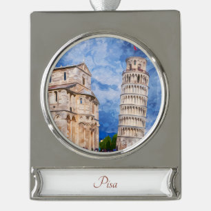 Tower of Pisa Travel Art Watercolor Ornament