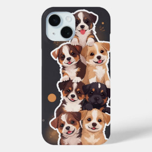 Tower of Puppies – Cute & Wholesome Pet Art iPhone 15 Case