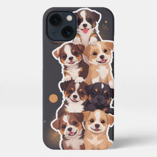 Tower of Puppies – Cute & Wholesome Pet Art iPhone 13 Case