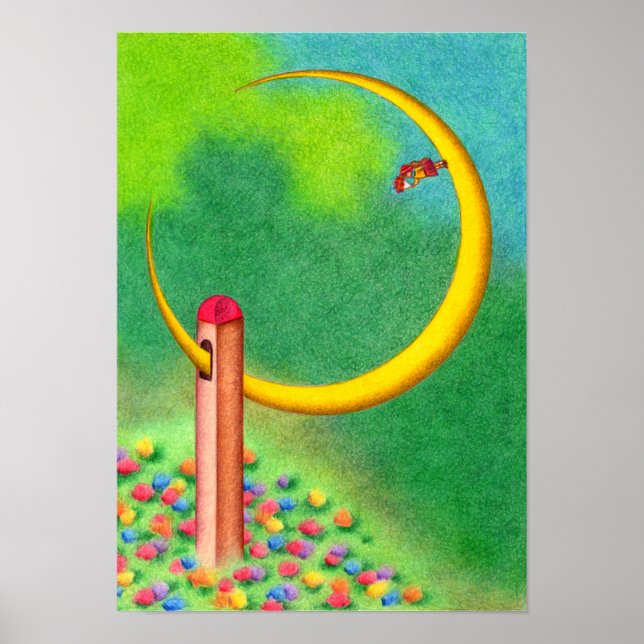 Tower that captured the crescent moon. poster (Front)
