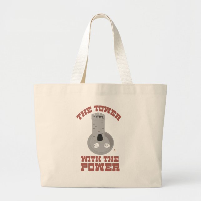 Tower With Power Fun Gaming Design Large Tote Bag (Front)
