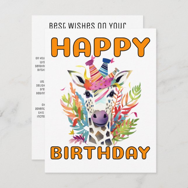 Towering Giraffe Birthday Card (Front/Back)