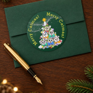 Towering Merry Catmas! Classic Round Sticker