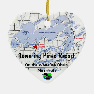 Towering Pines Resort with Whitefish Chain Map Ceramic Tree Decoration
