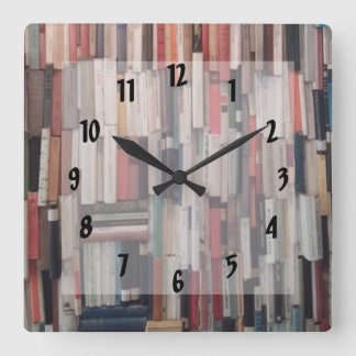 Towering Wall of Books Square Wall Clock