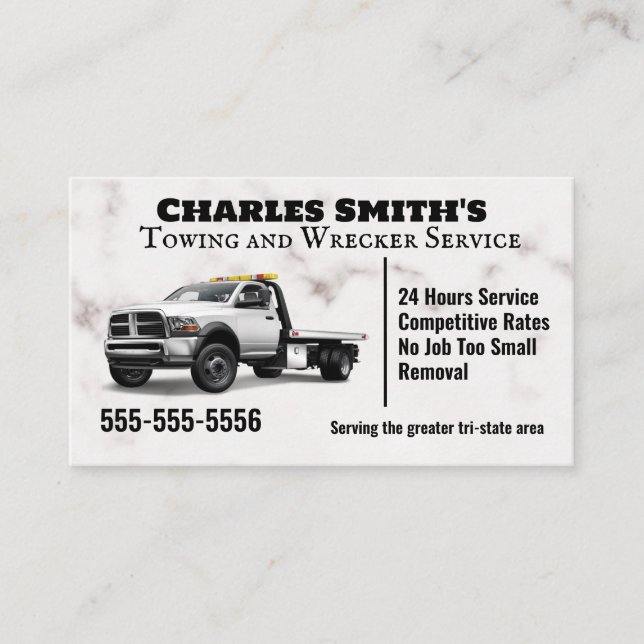 Towing and Wrecker Business Card (Front)