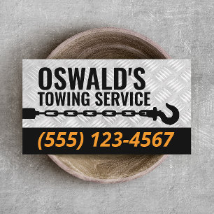 Towing Company Metal Professional Tow Hook Business Card