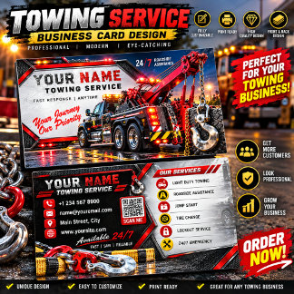 Towing Service Business Card | Custom Tow Truck