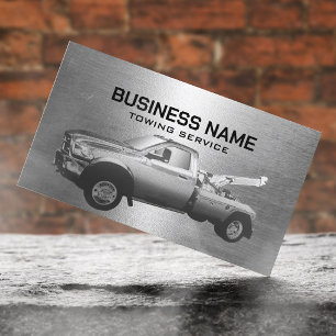Towing Service Metallic Tow Truck Professional  Business Card