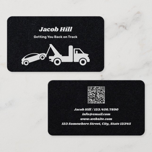 Towing Tow Rescue QR Business Card (Front/Back)