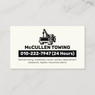 Towing Tow Truck Auto Assist Business Card