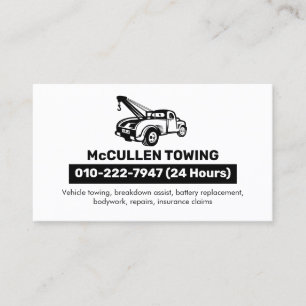 Towing Tow Truck Auto Assist Business Card