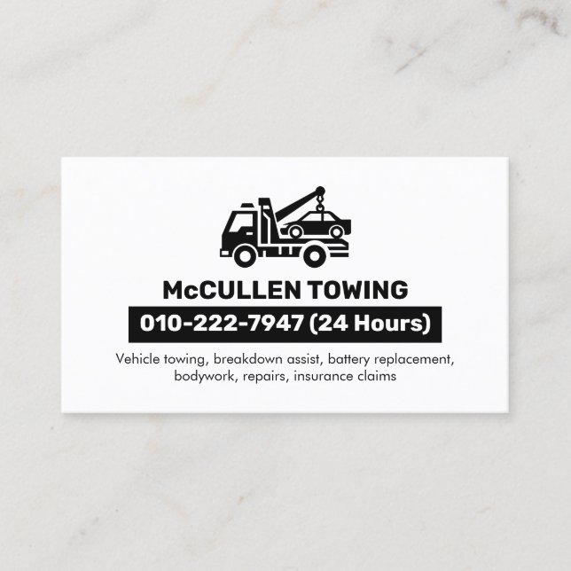 Towing Tow Truck Auto Assist Business Card (Front)