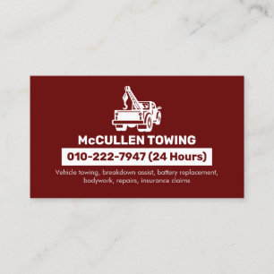 Towing Tow Truck Auto Assist Business Card