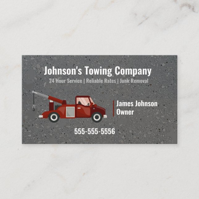 Towing Tow Truck Company Business Card (Front)