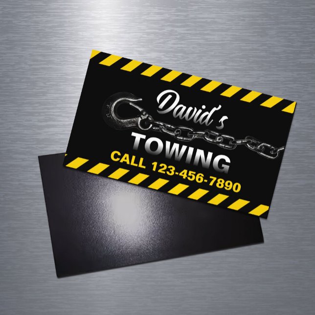 Towing Truck Car Hauling Service Magnetic Business Card (Creator Uploaded)