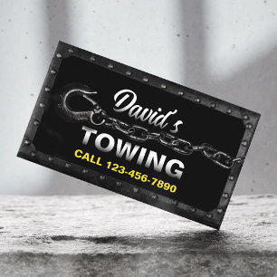 Towing Truck Car Hauling Service Metal Framed Business Card