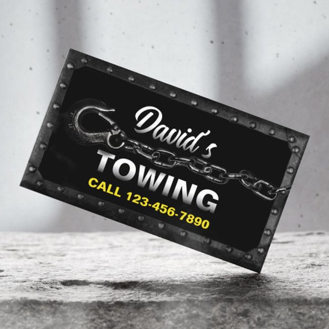 Towing Truck Car Hauling Service Metal Framed Business Card (Creator Uploaded)