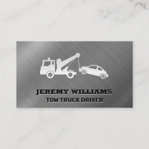Towing Vehicle Metallic Brushed Background Business Card
