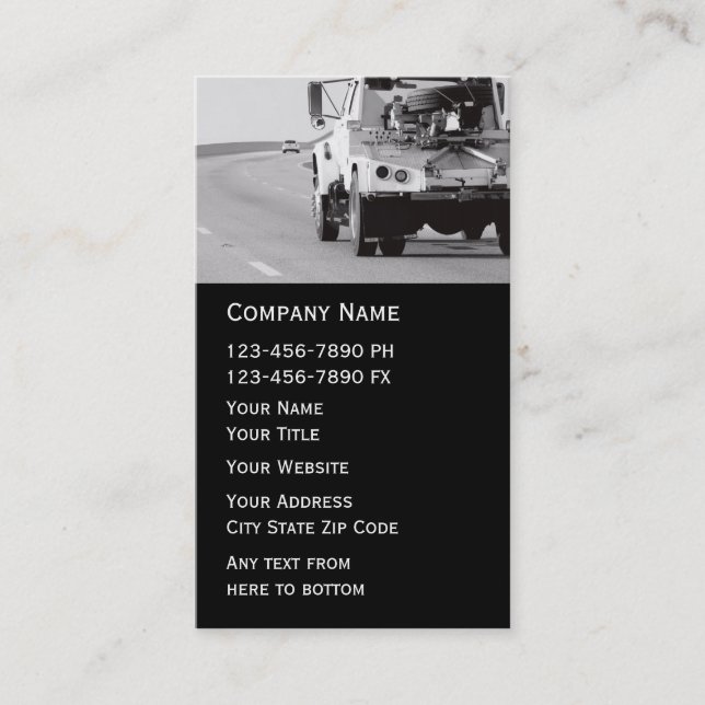 Towing Wrecker Business Card (Front)