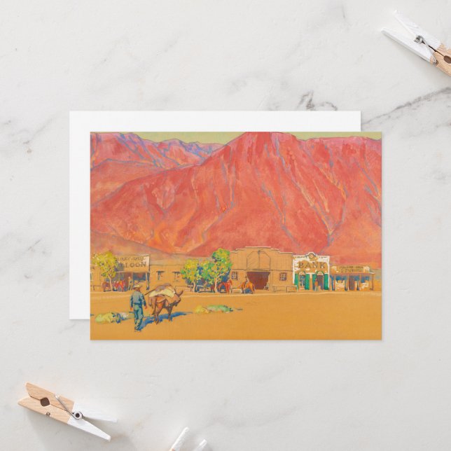 Town and Cliffs by Maynard Dixon Invitation (Front/Back In Situ)