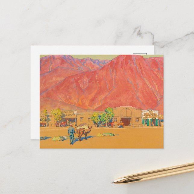 Town and Cliffs by Maynard Dixon Postcard (Front/Back In Situ)