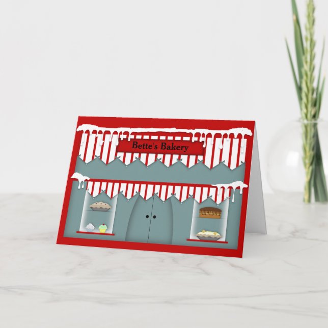 Town Bakery Custom Name Christmas Card (Front)