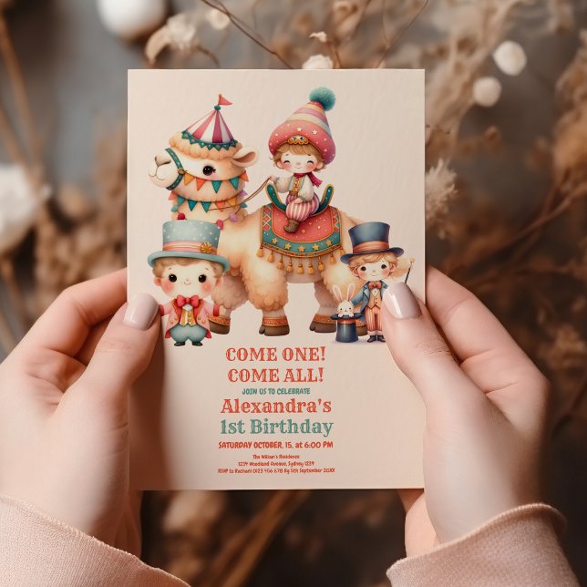 Town Cute Kids Carnival Circus Show 1st Birthday Invitation (Creator Uploaded)