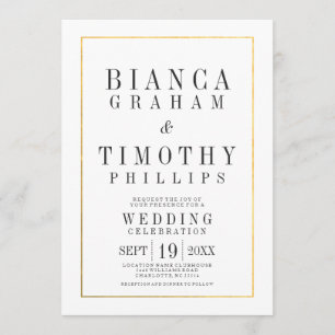 Town Hall Typography Wedding Celebration Invite